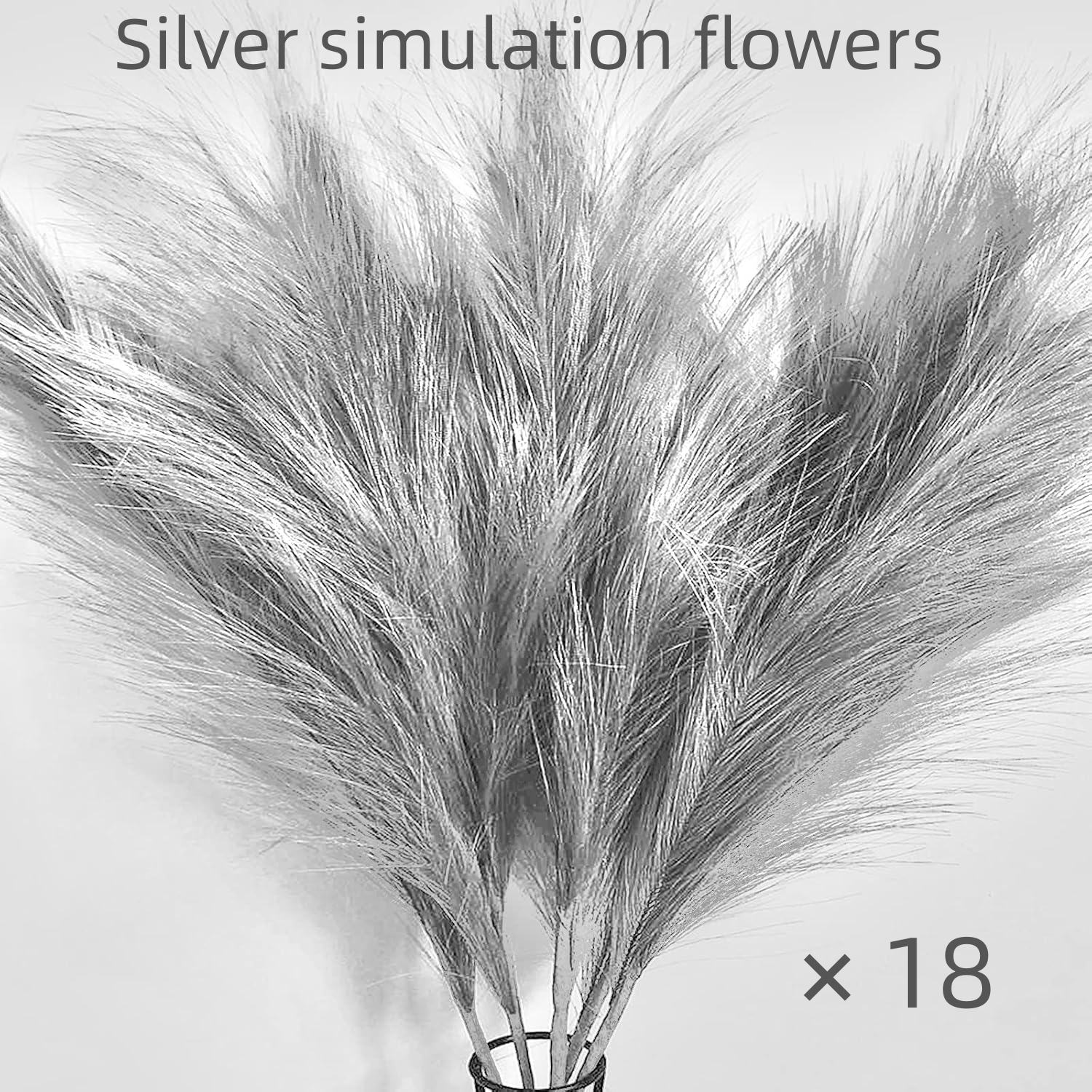 TEMU 18pcs Silver Artificial Pampas Grass Bouquet, Vase Filler, Home Kitchen Decoration, Tabletop Arrangement, Wedding, Holiday, Party, Decorations, Gift