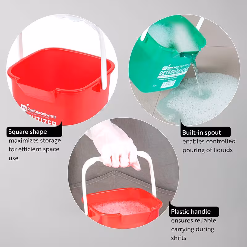 1 pack heavy duty 8 quart cleaning bucket with built in spout handle heavy duty plastic square bucket with spill proof lid red sanitizing bucket for kitchen bathroom Product details 2