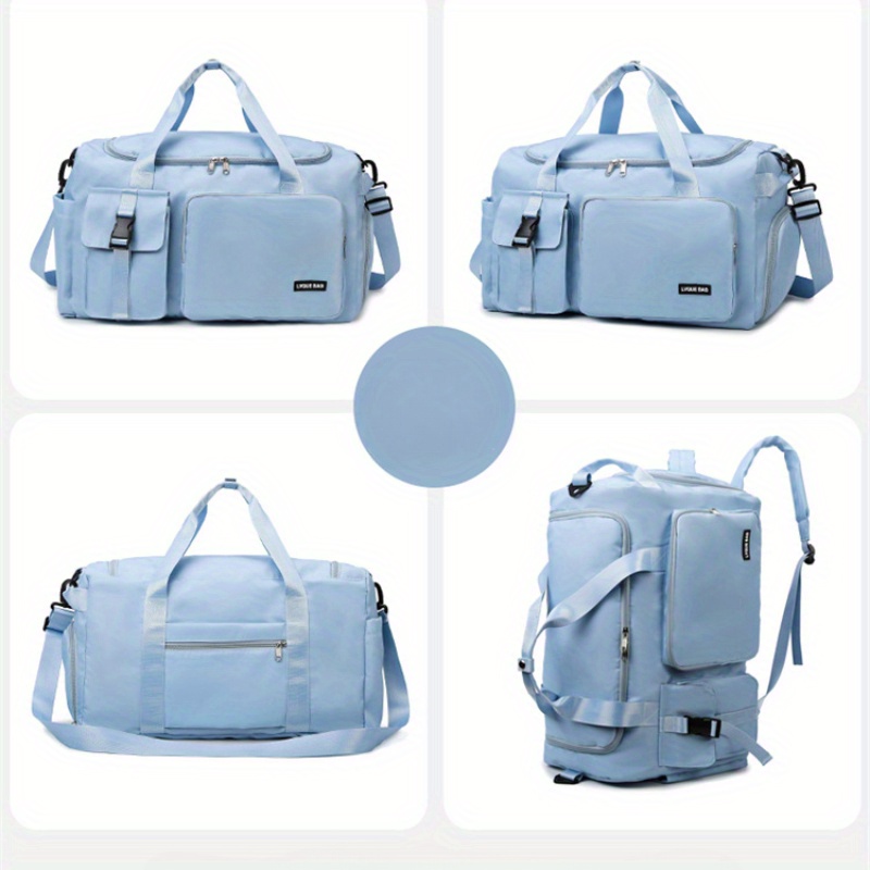 Bolsa de gimnasio de gran capacidad, mochila de viaje y bolso de mano con múltiples compartimentos, cierre con cremallera resistente, convertible en mochila o bolso de hombro para mujeres y hombres, compartimento principal amplio y bolsillo delantero, ideal para gimnasio, yoga, viajes de fin de semana y regalos, disponible en negro, portador de accesorios de yoga, compartimentos con cremallera