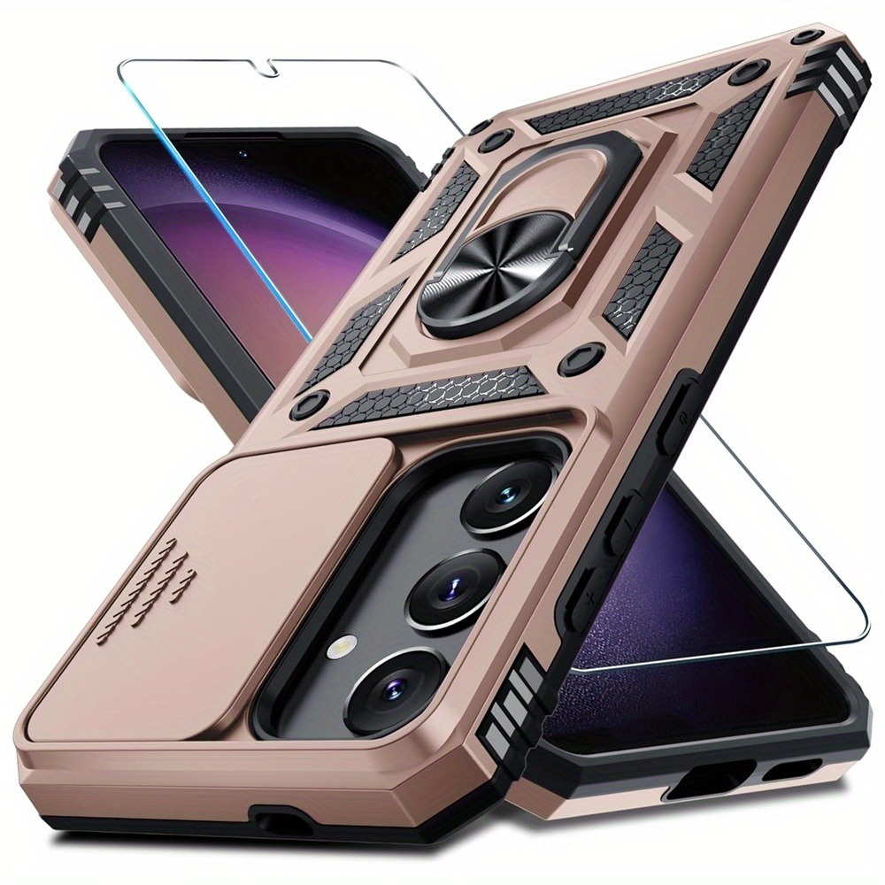 Phone Case - 2pcs (phone Case And Tempered Glass Screen Protector) Mecha-style Shockproof Kickstand Case; Compatible With Iphone 17/16/15/14/13/12 Pro Max/
