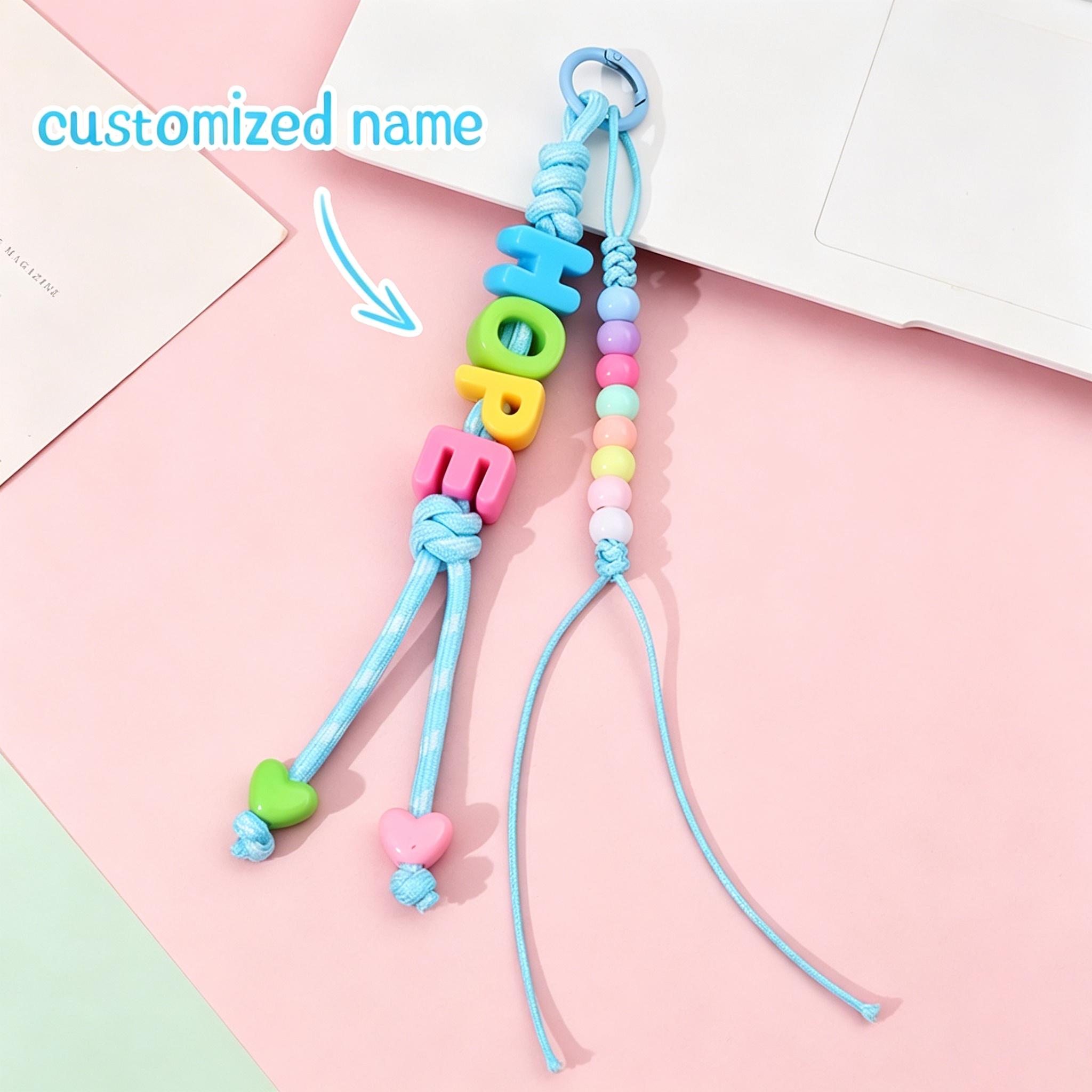 TEMU Llavero de cuentas con de acrílico y personalizado, cordón para neceser de maquillaje y botella de agua de mujer, accesorios DIY, regalo para