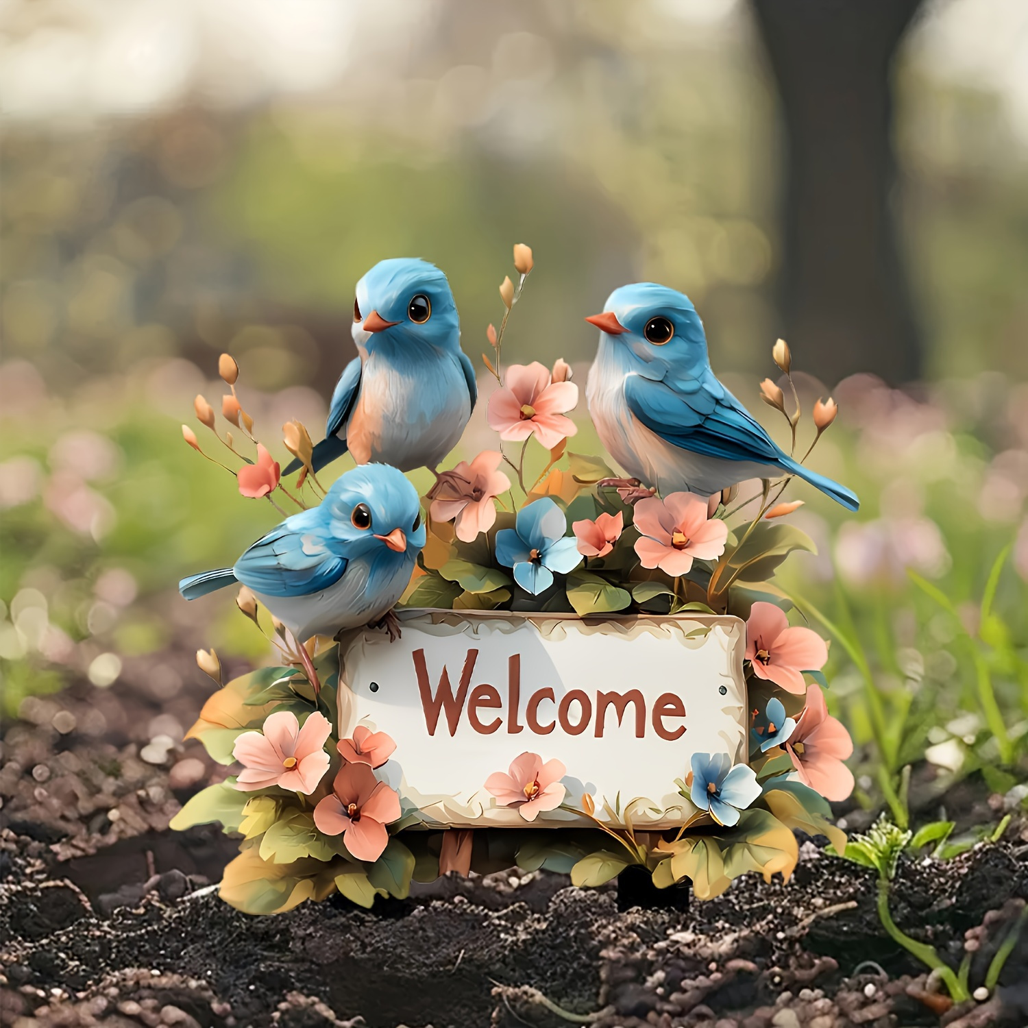 

1pc Art Acrylic Welcome Bird Garden Stake, , Waterproof Plastic Outdoor Decoration, Ideal For Pots & Landscaping, Perfect Christmas Decor, With No Battery Required