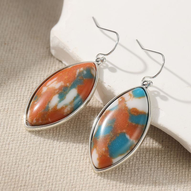 Women's Retro Synthetic Turquoise Pendant Earrings, Elegant Gift