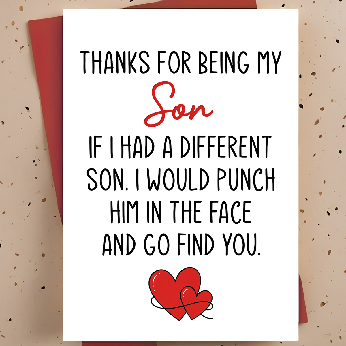 TEMU 1pc Hand-drawn Suitable For Son/adult Son Birthday Card - Heart Cartoon Suitable For Wedding/valentine'/thanksgiving/diwali/haldi Greeting Card,