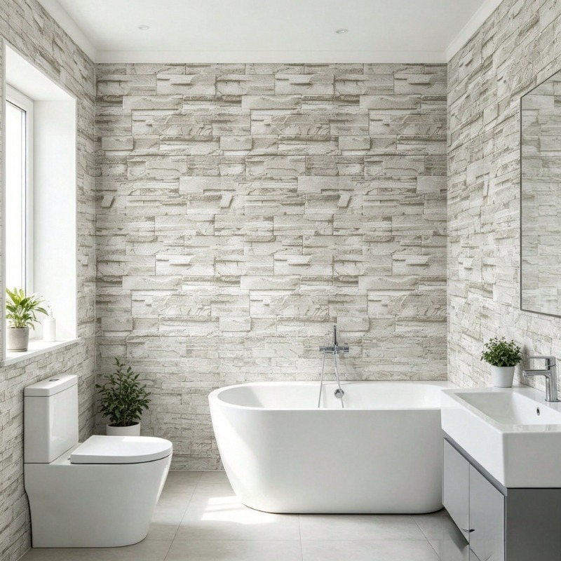 TEMU 1 Roll Light Gray Brick Pattern Wallpaper Self-adhesive, Self-adhesive Brick Wall Panel, Waterproof Modern Retro Wallpaper, To Sand, Removable