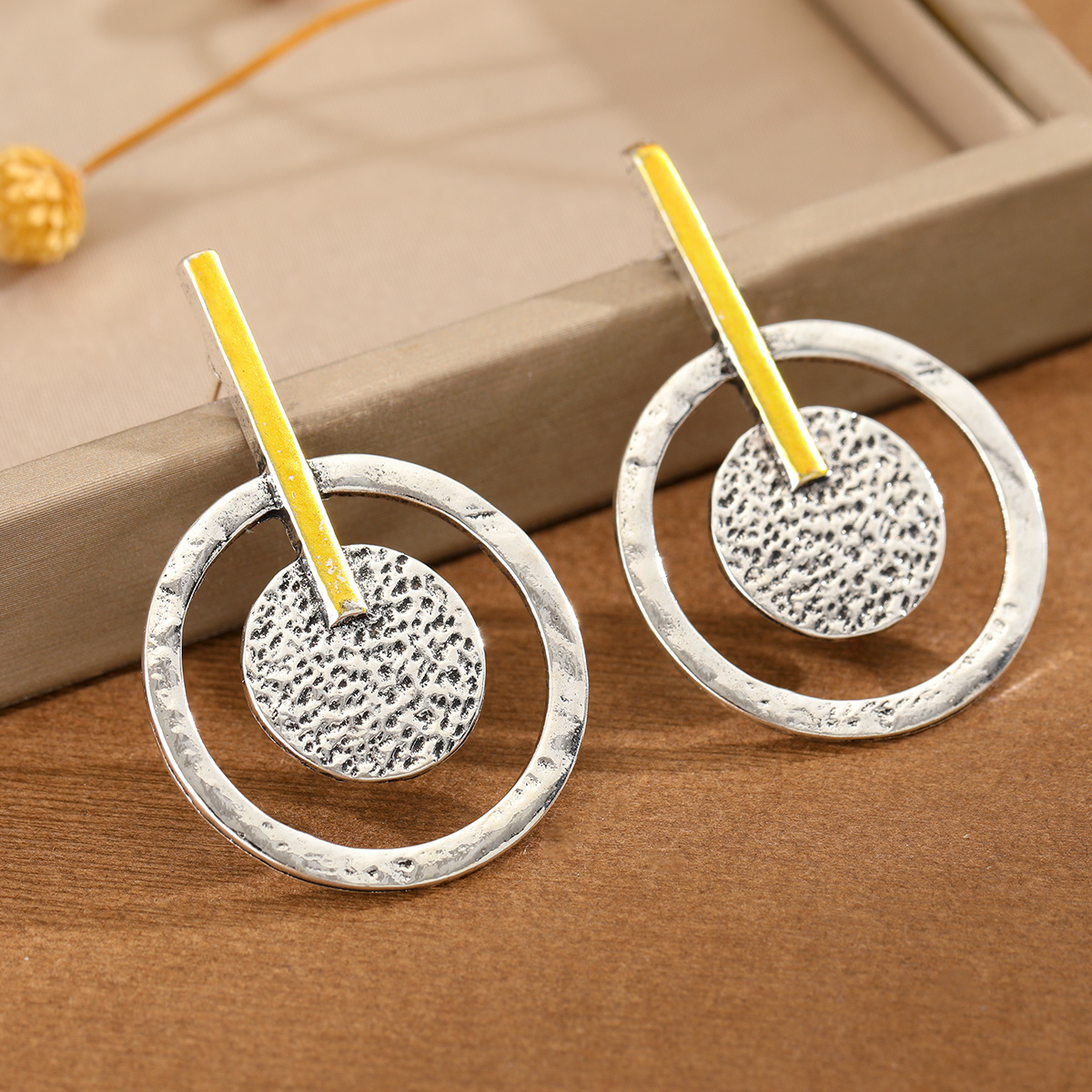 TEMU Bohemian Ethnic Style Geometric Hoop Pendant Women's Earrings, Suitable For Parties, Banquets, Casual , And Vacation Accessories