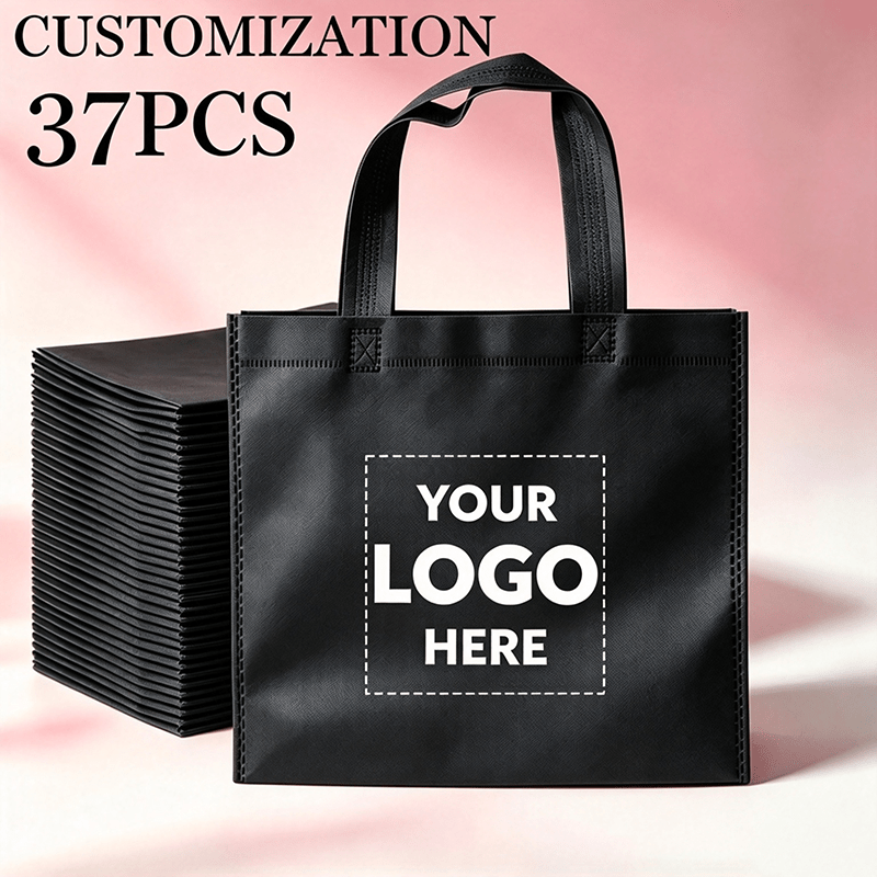 TEMU Sacs personnalisés non tissés, 37 pièces, logo personnalisable, sacs de courses réutilisables pour emballage d'entreprise, cadeaux