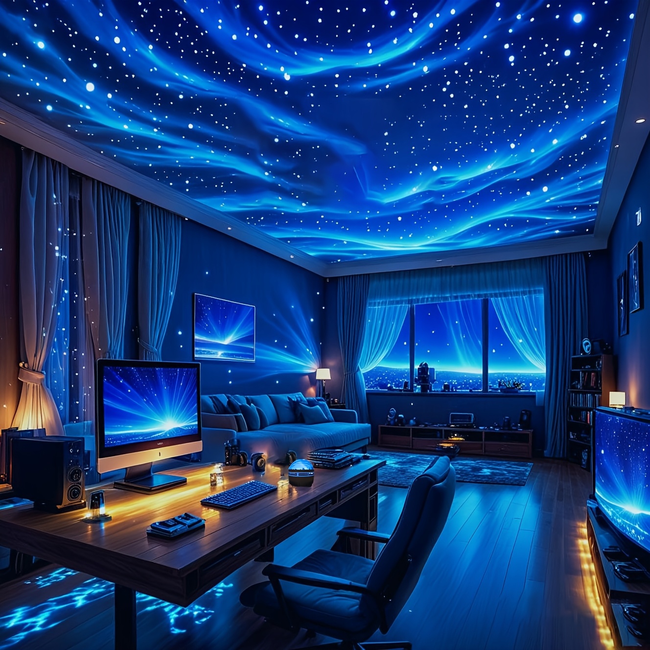 TEMU Projector Lamp, Led Nebula Effect Lighting Device, Usb Powered, With Remote Control, Suitable For Bedroom Galaxy Projector, Night Light