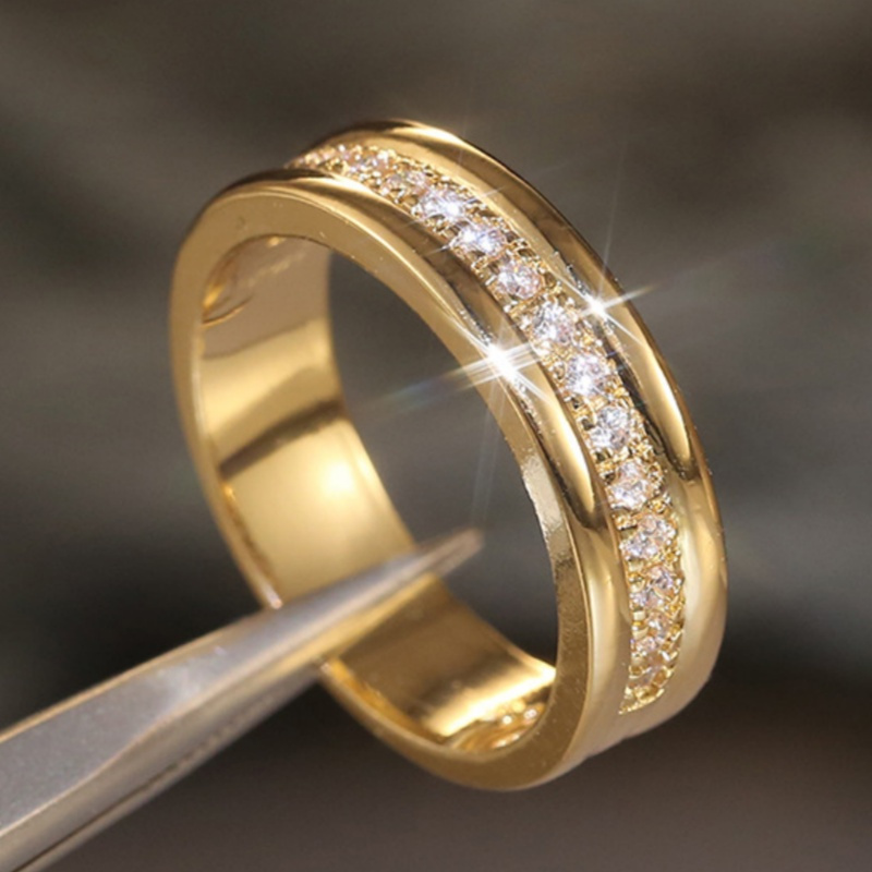 Women's Wide Band Ring with CZ Retro Style Jewelry