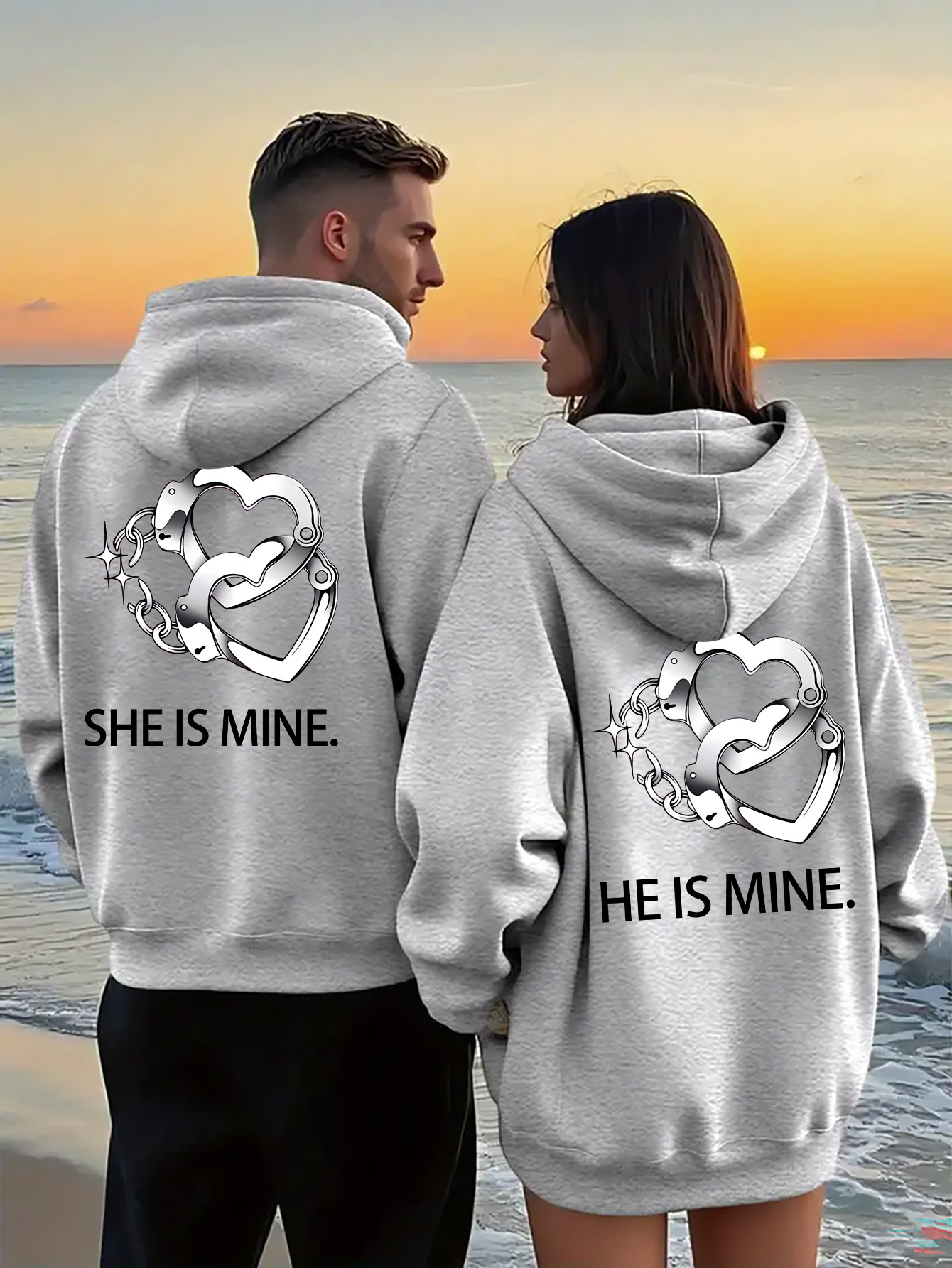 Couple Hoodie Printed Lightweight Quick-Dry Polyester Sweatshirt