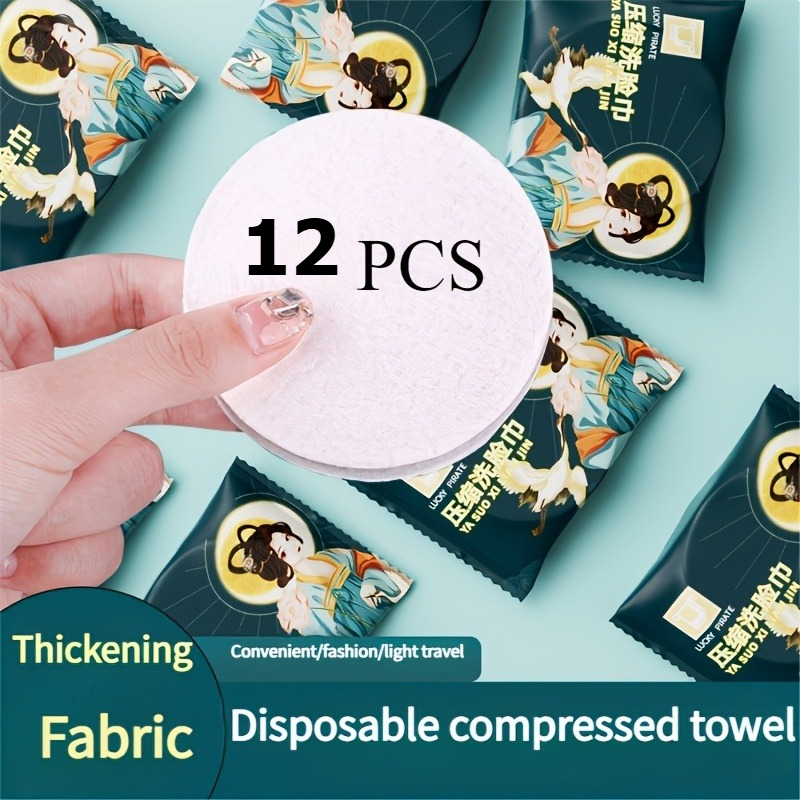 TEMU 12 serviettes compressées instantanées - Serviettes jetables de style ancien chinois - de voyage portable pour d' - Camping, utilisation