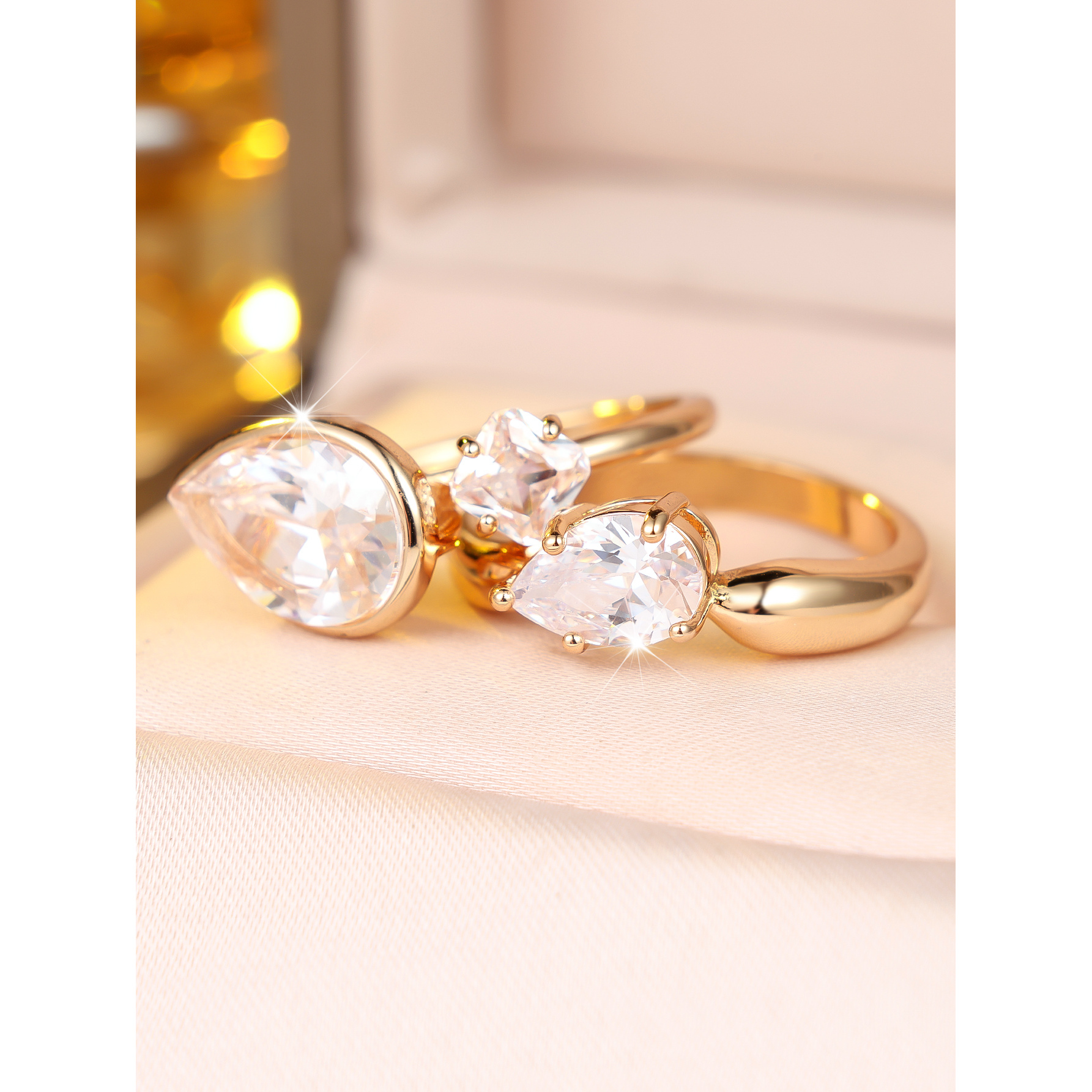 Men's Exquisite Water Drop Ring Set with Zircon