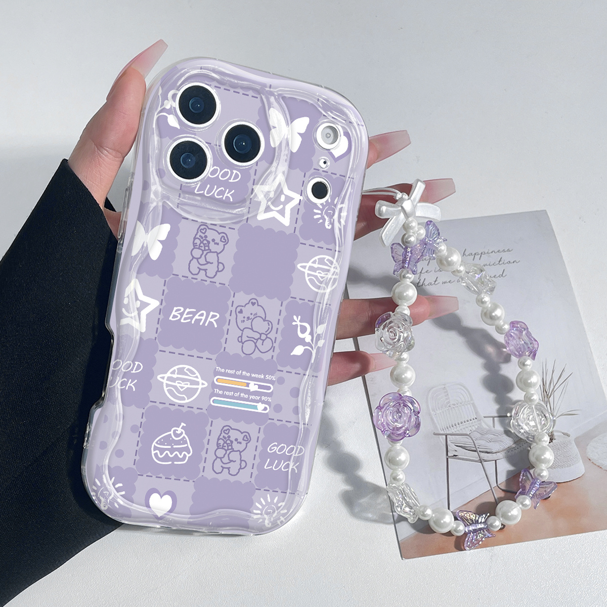 TEMU Phone Case: Trendy Printed Phone Case (with Lanyard), Phone Case Suitable For Iphone 16 15 14 13 12 11 Pro Max Plus Xs Xr X 8 7, A/