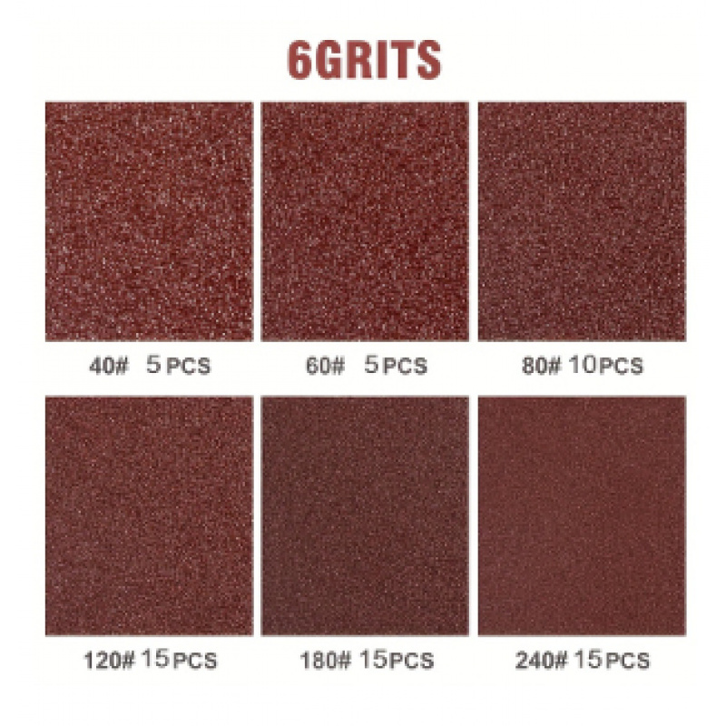 65pcs 65pcs Suitable For Mouse-shaped Triangular Sandpaper Sheets - 11-hole Hook & Loop Backing, 40-240 Grit Oxide Abrasive For Detail Grinding, Polishing, For Workshop, Hobbyists &