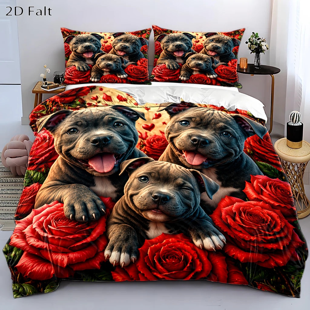 TEMU 3pcsss Love Heart Rose Print Duvet Cover Set, 3pcsss Bedding (1* Duvet Cover   2* Pillowcases), Suitable For And Machine Washable, Invisible