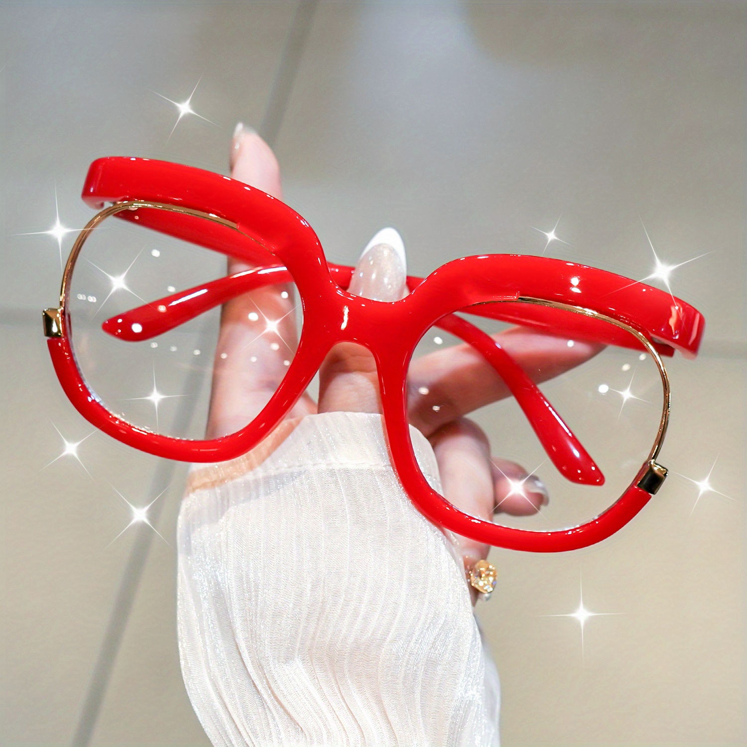 Image of New Women Vintage Round Glasses Oversize Eyeglasses Fashion Eyewear For Decoration, Suitable For All Kinds Of Faces
