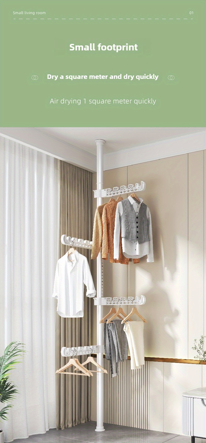 space saving stainless steel clothes rack no drill Temu Germany