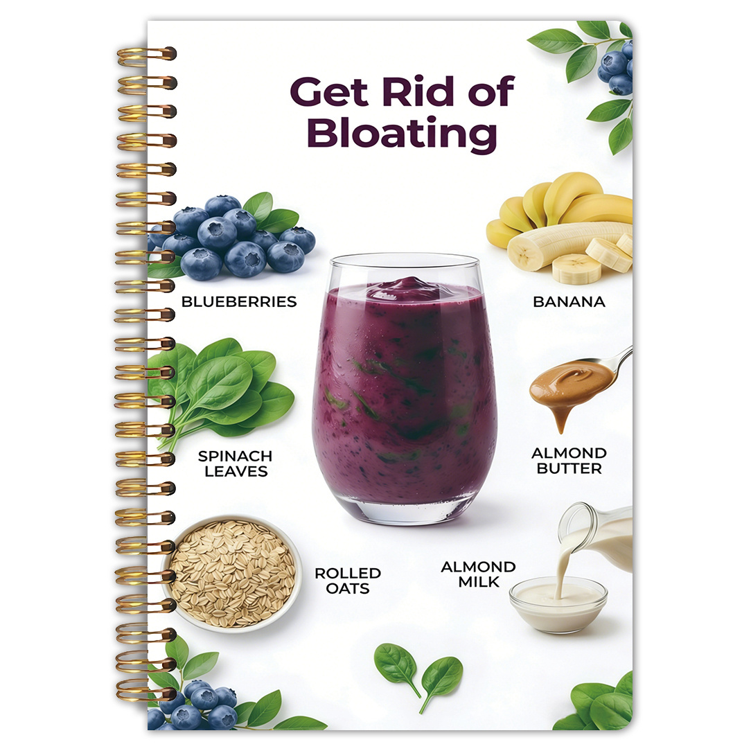 TEMU 1pc Journal de Anti-Bloat Smoothie - Journal violet de , mesurant 5.5X8.3 pouces, avec des pages rayées de haute qualité, une illustration d'un