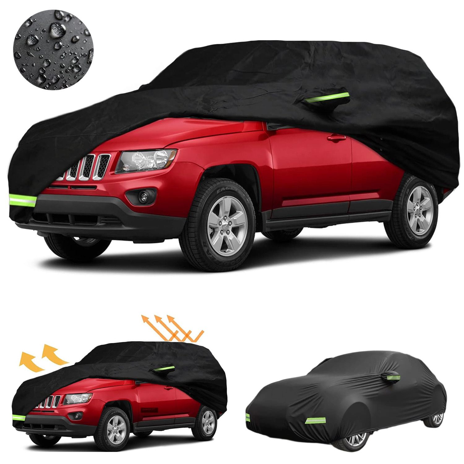 Image of Universal Weather Full Car Cover | Sedan Cover With Zipper, Rain Sun Uv Resistant - Anikers