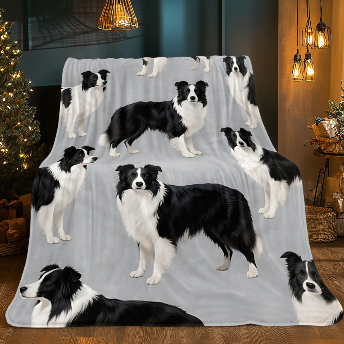 TEMU 1pc Border Collies Pattern Used For Sofa, Bedroom, Living Room, Bed, Couch, Chair Soft And Warm Blanket-lightweight Flannel, Adult Gifts For