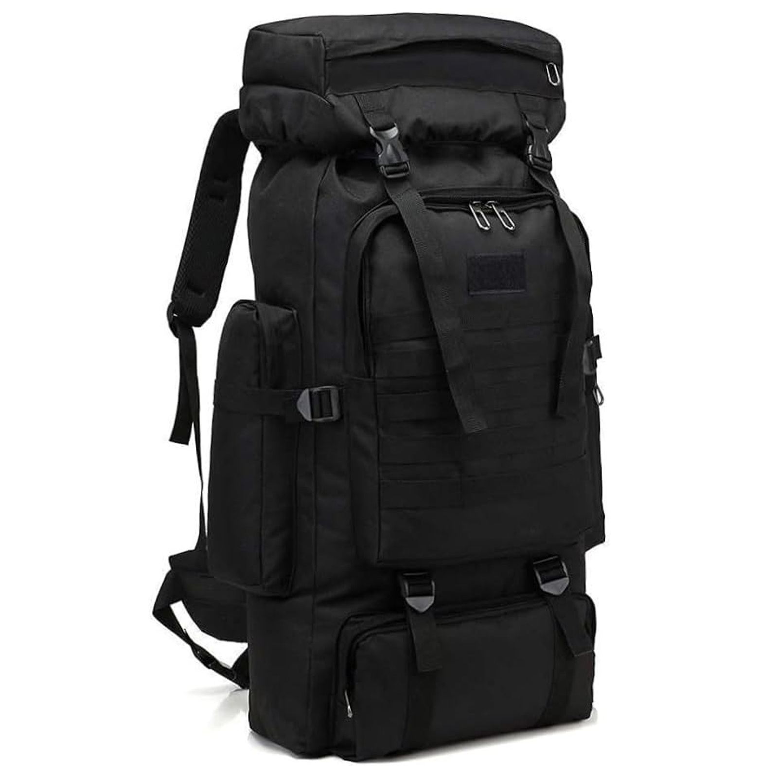 75l Outdoor Backpack - Versatile Bag Featuring Adjustable Shoulder Straps, Compartments, And Cushioned Straps, Ideal For Camping, Hiking, And Black