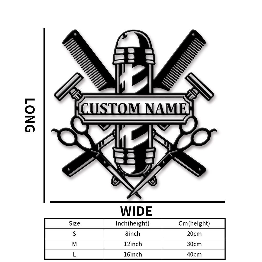TEMU 1pc Personalized Barber Shop Metal Sign Custom Name Wall Salon Decor Father's Day Gift Decor