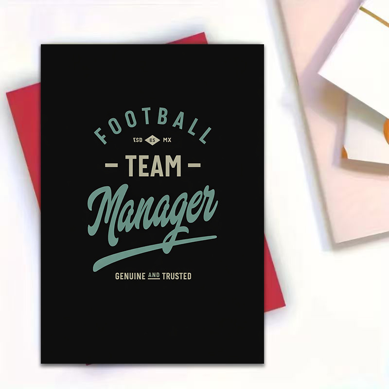 TEMU 1pc Retro Sports Professional Greeting Card "football " - Black Background Vintage Font Printed Sports Card, Ideal For Football Fans Colleagues'