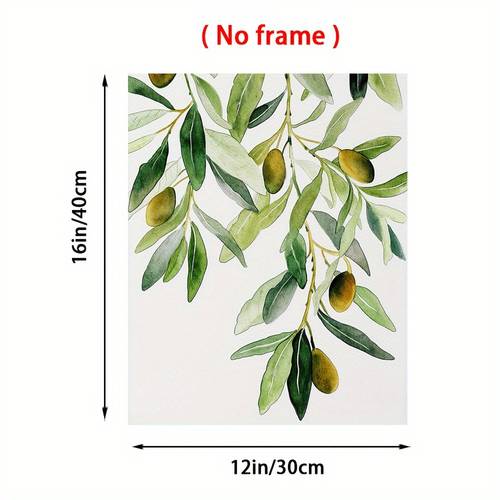 1 stück olivenzweig aquarell kunstdruck - olivenbaum poster für zuhause, büro, küche, schlafzimmer, badezimmer - neutrale olivenzweig wanddekoration - 12x16 zoll rahmenlose leinwandmalerei, 2d flach, für raumdekoration