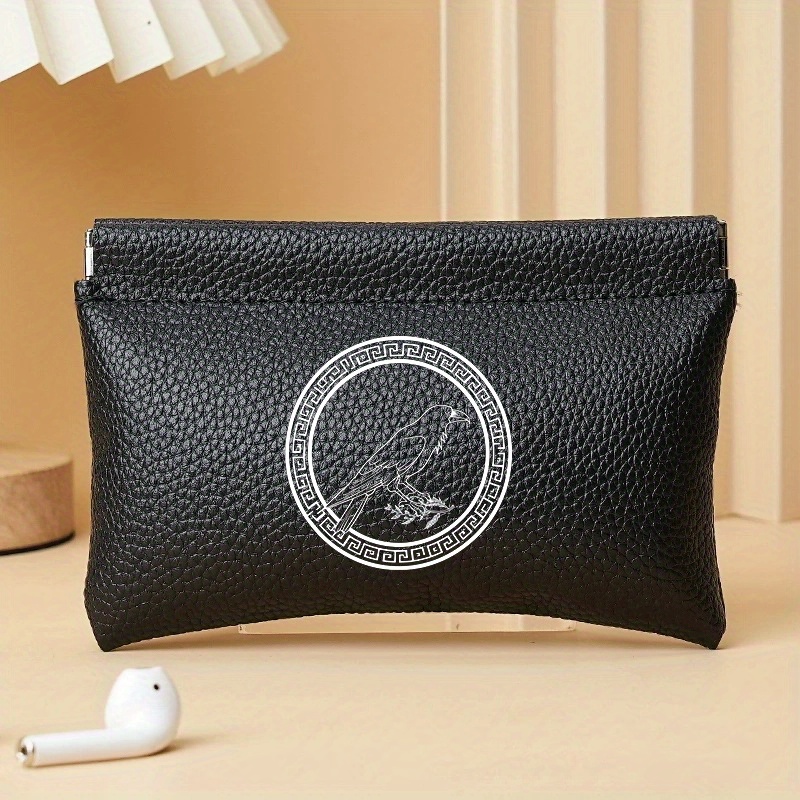 1pc Stylish Genuine Genuine Leather Mini Wallet - Compact Self-Closing Coin Purse & Lipstick Holder, Portable Travel Makeup Organizer, Credit Card Case for Women, Orange or Dark Brown, Textured Finish, Small Purse