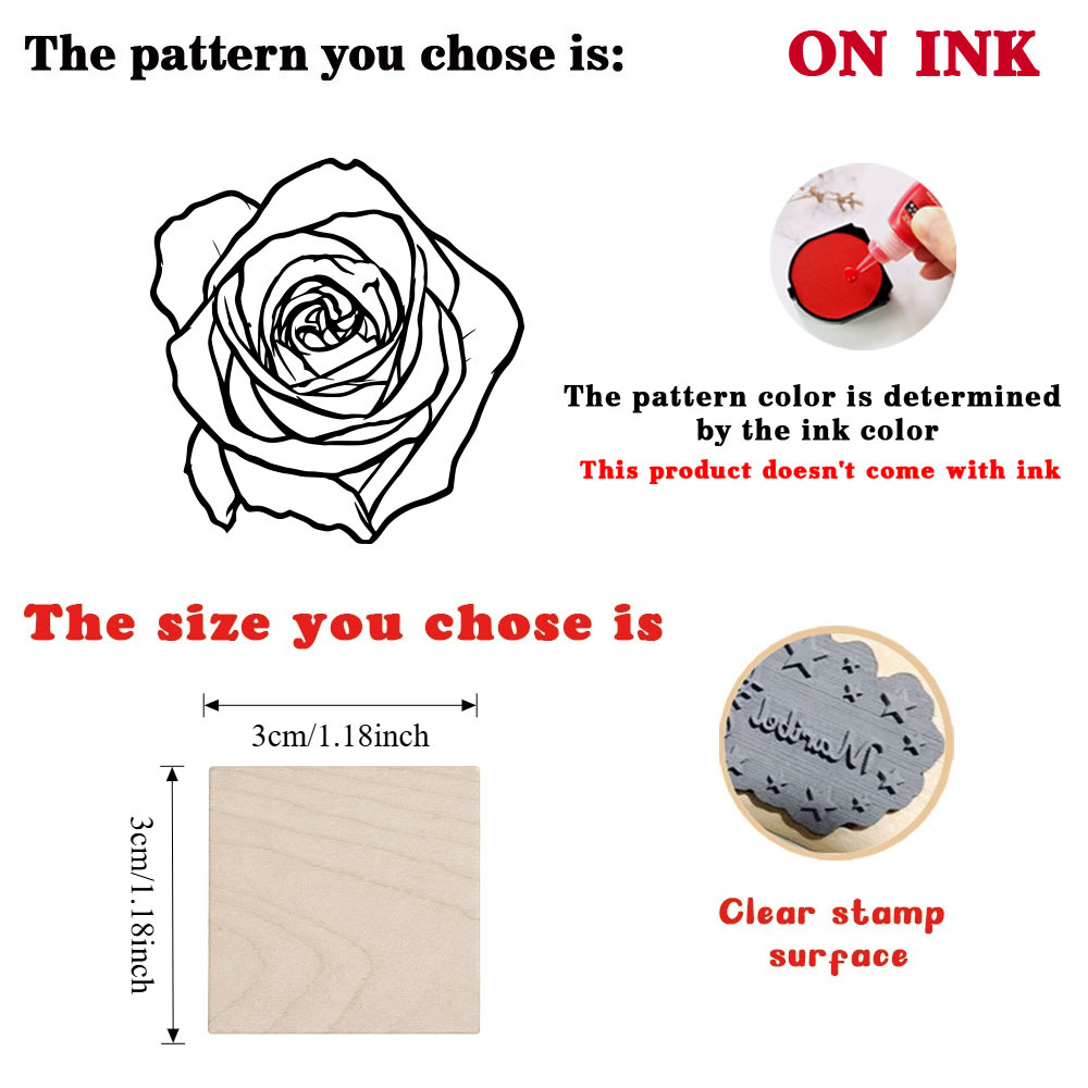 Semi-Open Rosewood Rubber Stamp with Stamp Plate
