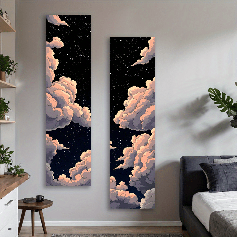 Starry Night Sky Tapestry Wall Decor Fantastic Clouds Set Of 2_voghion.com