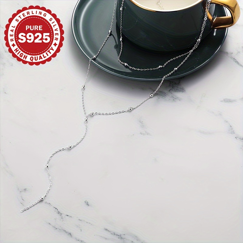 1pc of womens fashionable y shaped necklace s925 sterling silvery double layer design minimalist and elegant style versatile accessory hypoallergenic Product details 6