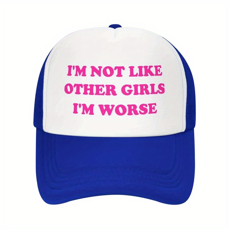 Hot Pink &*;I'm Not Like I'm *&*; Funny Trucker Hat Vintage Baseball  Cap for Women Adults, Casual Humorous Statement Hat with Slogan, Hand 