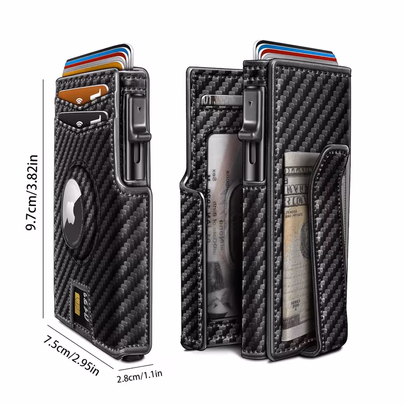 mens heavy duty rfid anti theft wallet automatic slot airtag compatible magnetic closure for and business trips ideal gift for men valentines day fathers day new years gift Product details 8