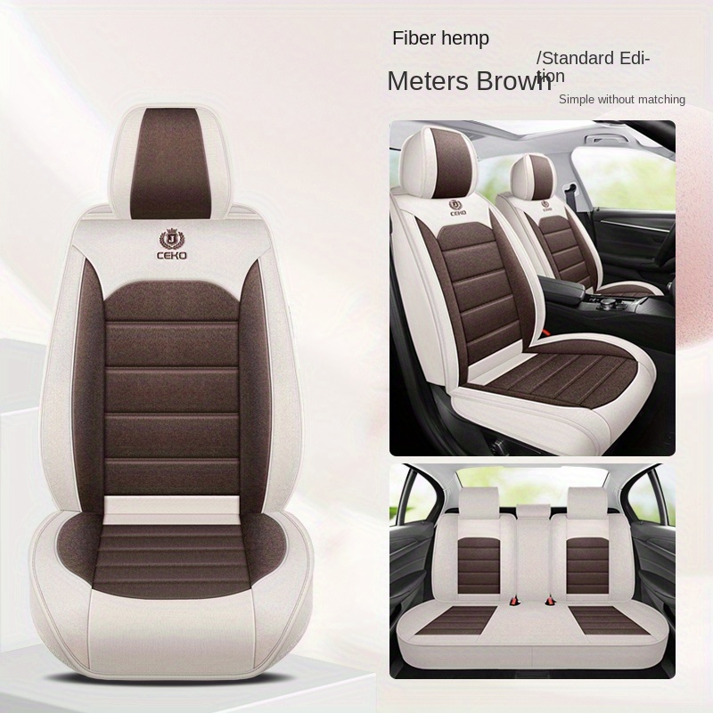 TEMU 5-seat Car Seat Cover Set, Full Car Seat Cushion Linen Car Seat Cover, Car Seat Cover Set, Compatible With Five-seat Vehicles
