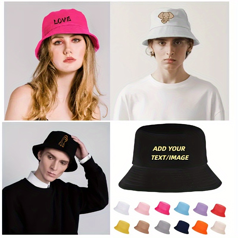 Customizable Unisex Folding Bucket Hats, 10pcs Set