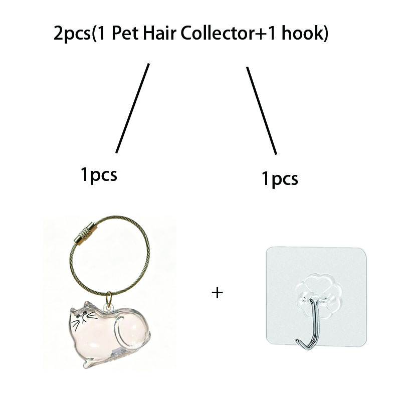 TEMU 2pcs (1 Pet Hair Collector And 1 Hook) Pet Hair Commemorative Bottle, Cat Hair Collection, Cat-shaped Commemorative Box, Suitable For Collecting