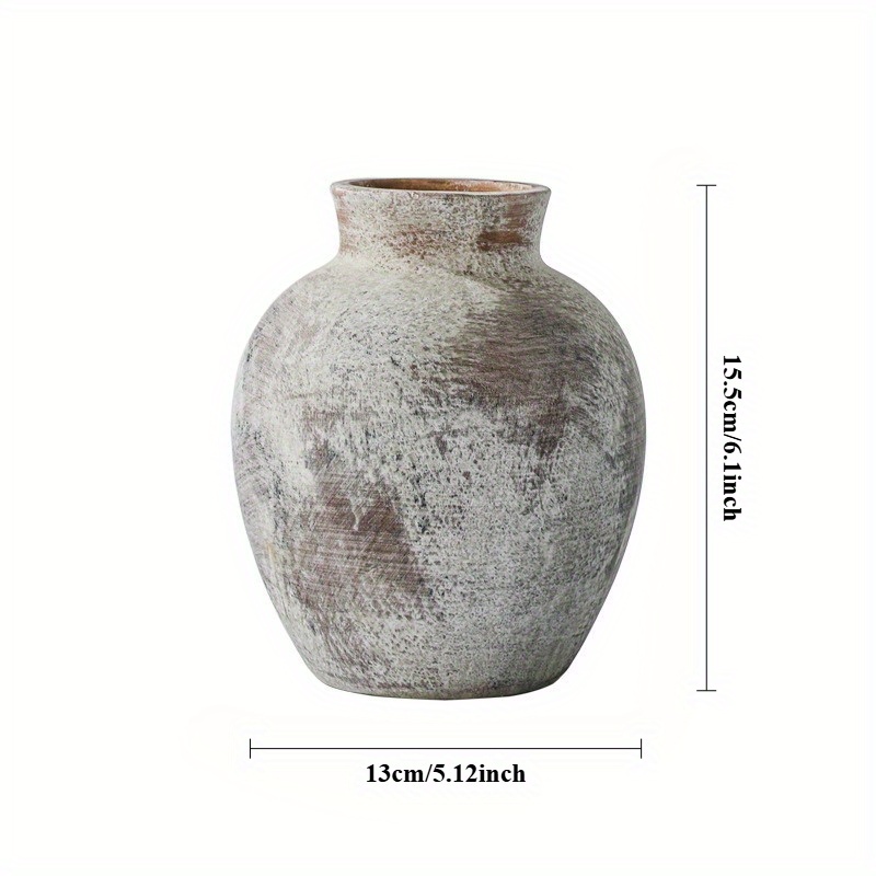 TEMU 1pc Country Style Ceramic Vase, Bohemian Flower Pot Decorative Bottle, Vintage Room Floral Arrangement, Farmhouse - Style Flower Vase