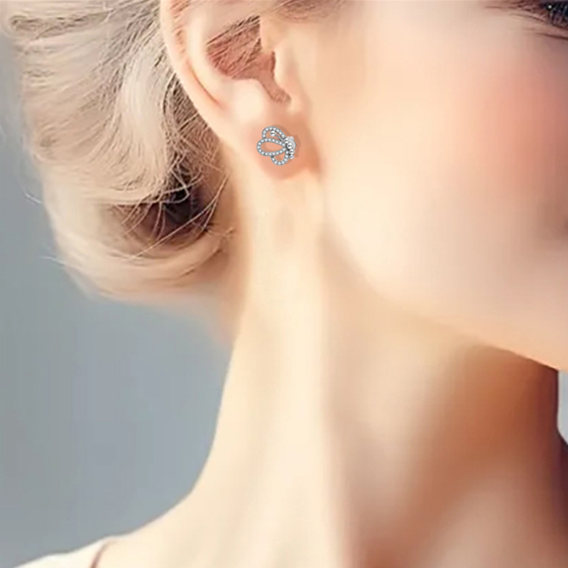 Women's Shiny Hollow-Out Butterfly Stud Earrings, Unique Design