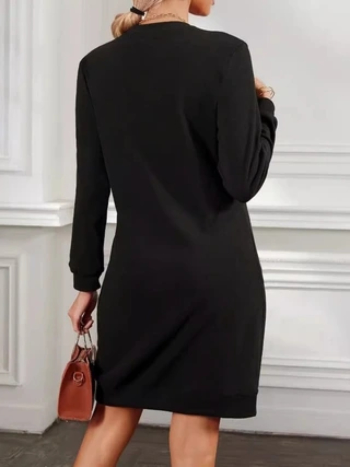 plus size casual sweatshirt dress crew neck polyester knit - Temu