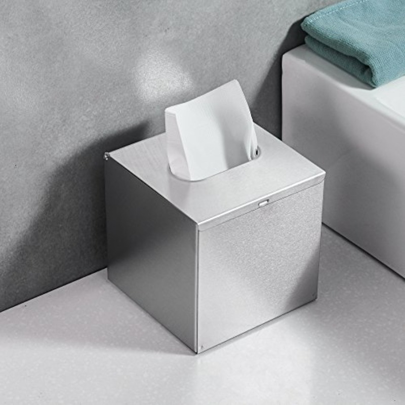  glass tissue box holder with brushed nickel       lid easy refill multi   for bathroom bedroom office 5 12 cube organizer tabletop wall mounted hardware included decorative storage for tissues napkins Product details 1