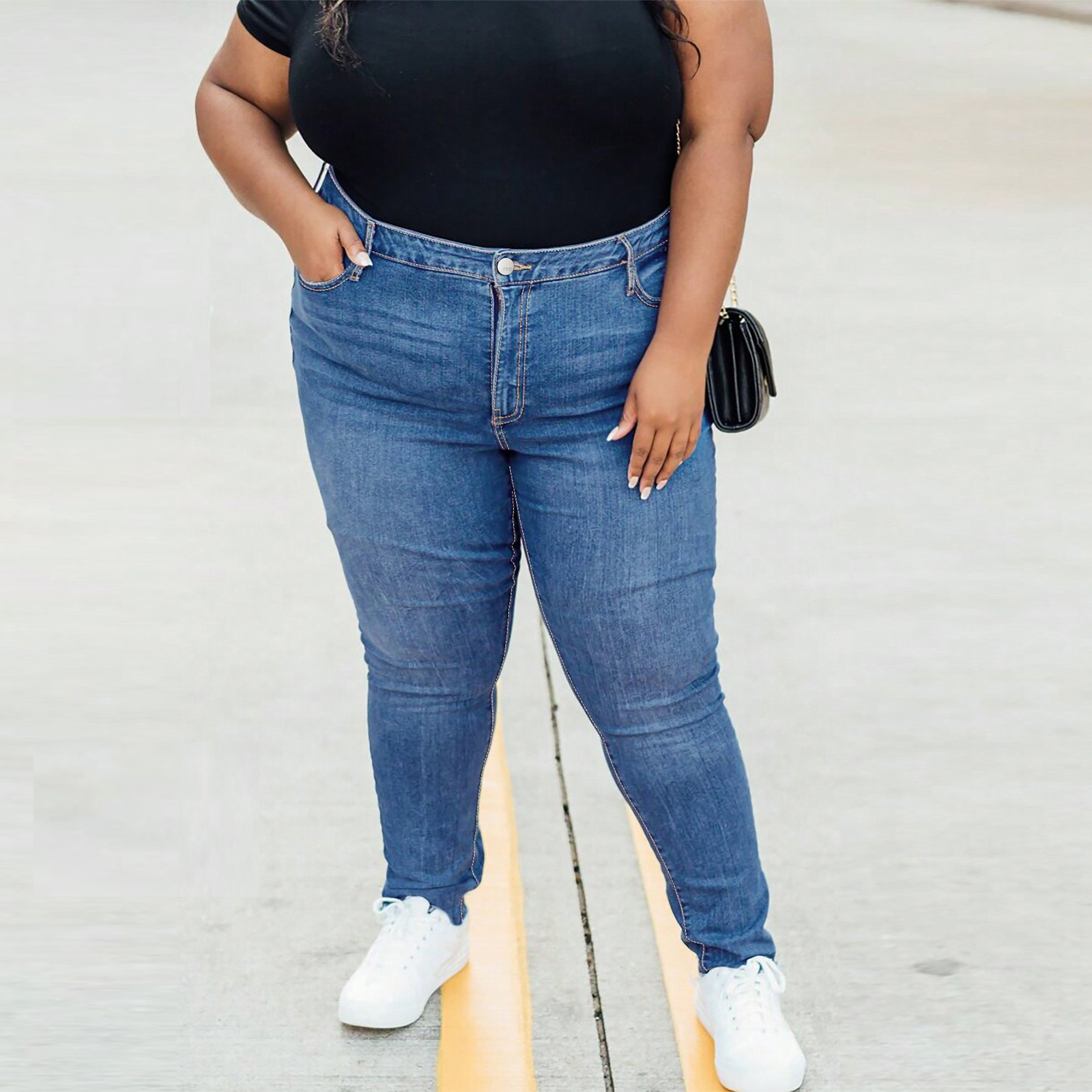 8xl large womens jeans stretch small legs light blue jeans mm komportable na angkop para sa araw-araw na pag-commute Mga detalye ng produkto 0