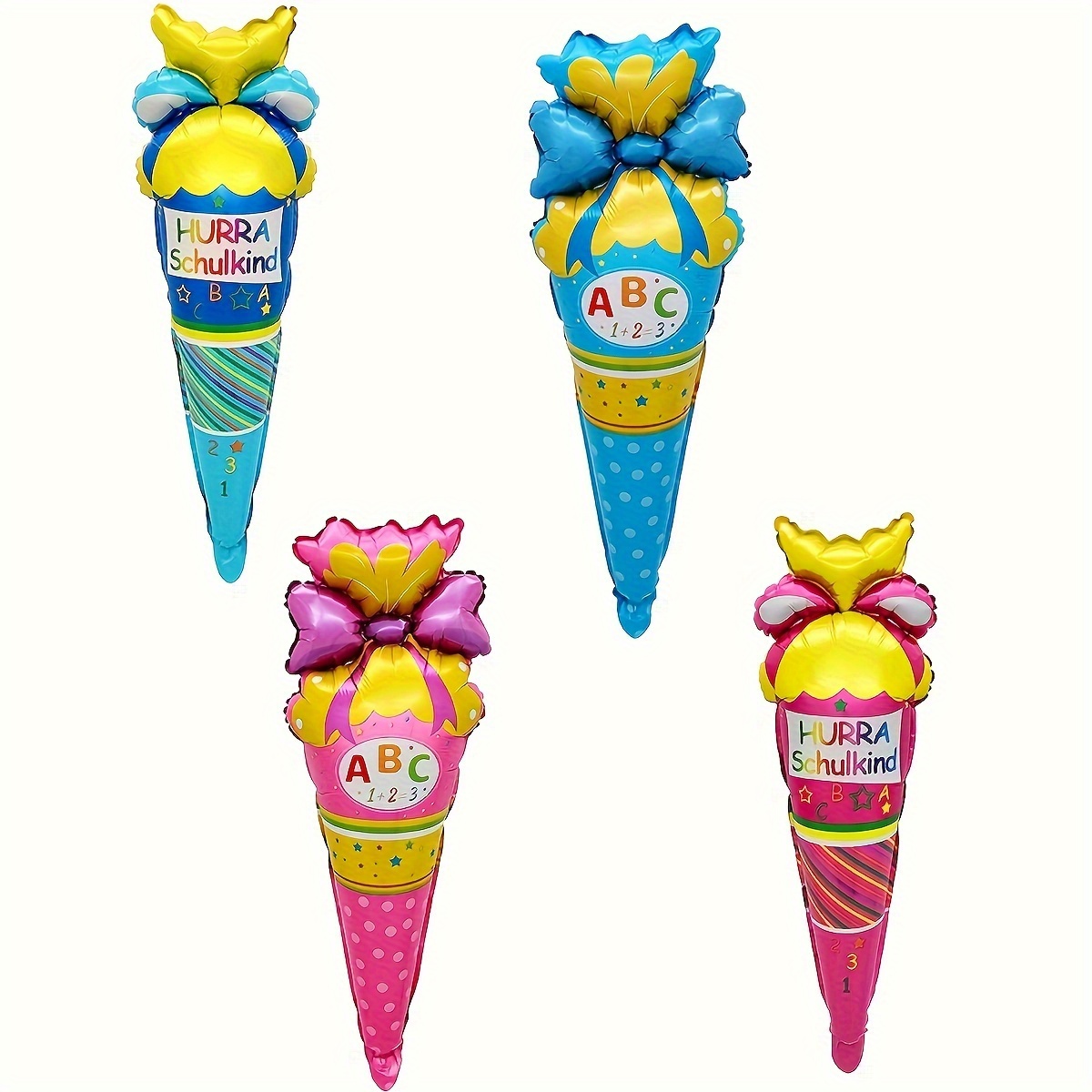 Image of 4pcs Back To School Decoration Balloons Cartoon Ice Cream Shaped Balloons Back To Film Balloons