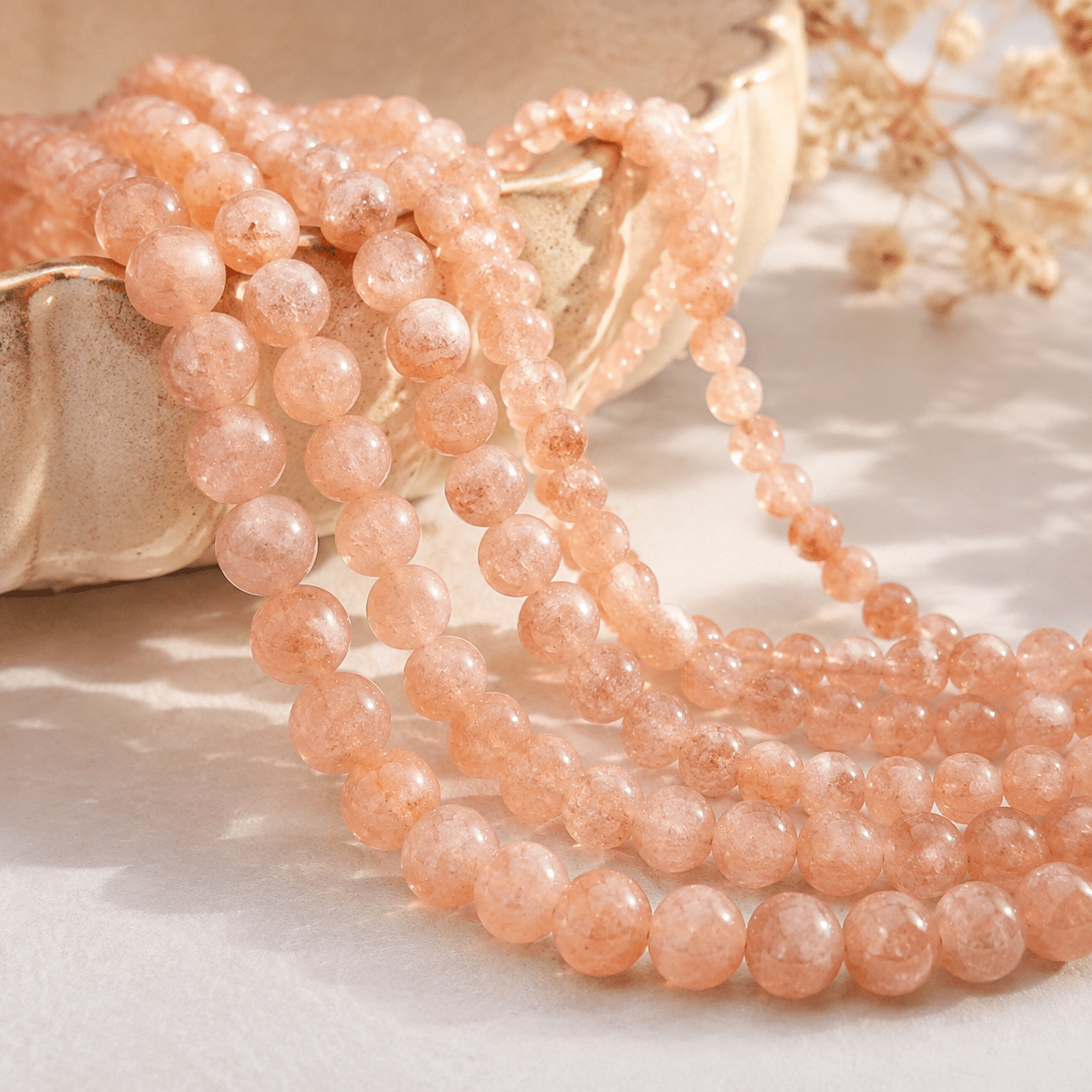 TEMU Perles rondes lisses en de soleil naturelle, bracelet, collier, création d'oreilles et d'artisanat de perles d'espacement