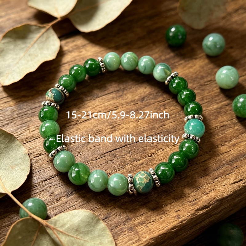 Green Flowery Chalcedony Wealth Bracelet, Gift for Confidence