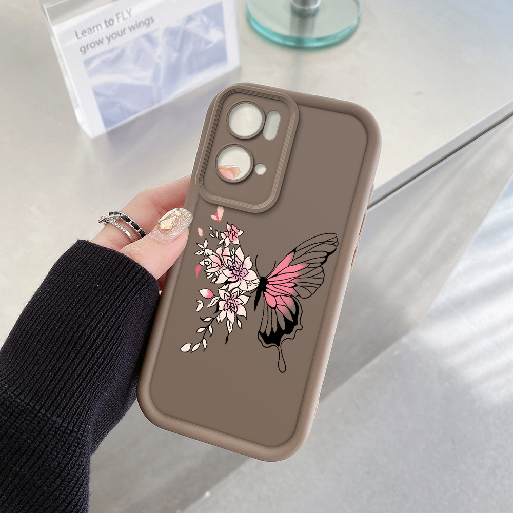 품목 사진 oppo reno7 pro 5g 호환 캔디 스텝드 엣지 예술적인 꽃무늬 날개 나비 그래픽 패턴의 부드러운 충격 방지 휴대폰 케이스, 카메라 링 보호, 좋은 선물용 요소(5가지 색상 선택 가능)