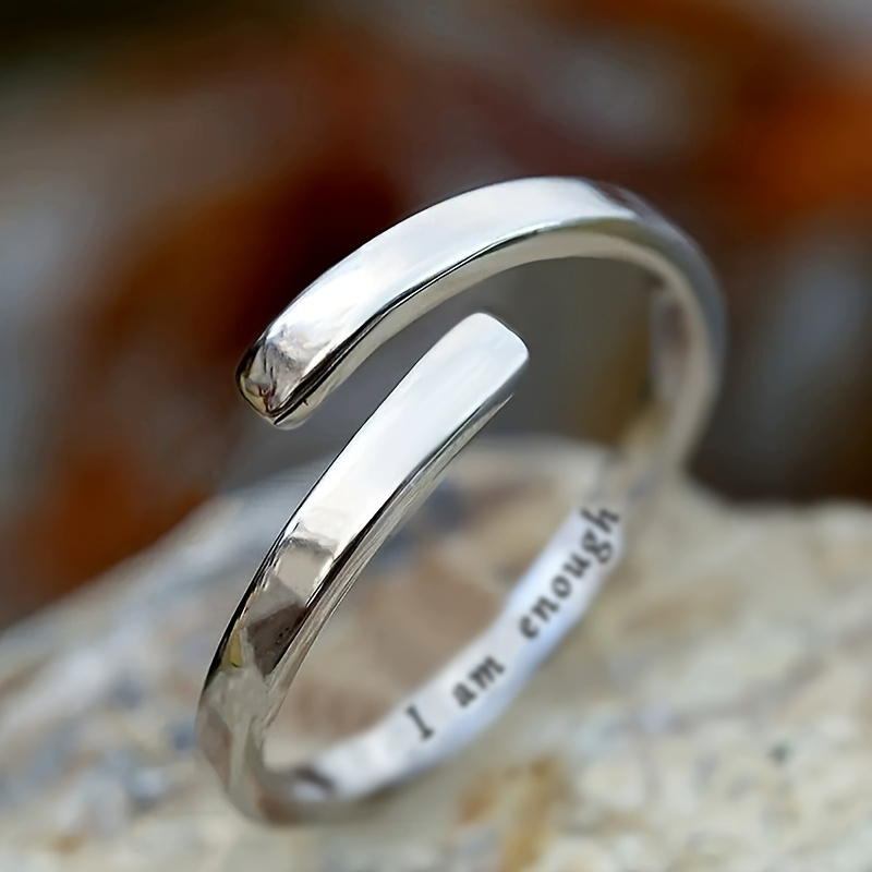 E-shop Einfacher kreativer Design Gravur "I Am Enough" Öffnungsbarer Ring für Damen Herren Freizeit Party Urlaub Vintage Ring Schmuck Geschenk
