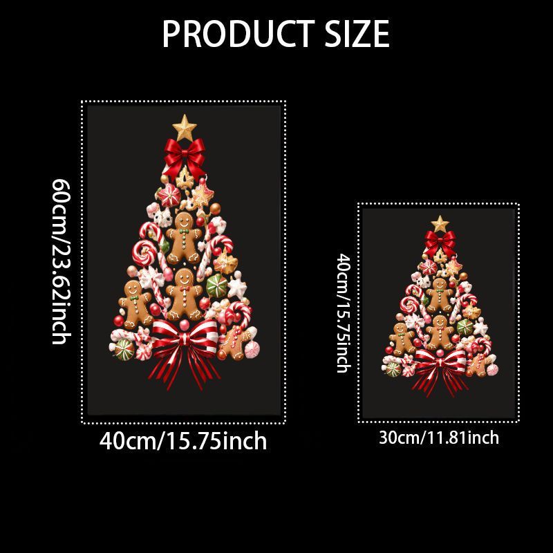 TEMU 1pc 2d Flat Pattern, Christmas Window Stickers Glass Static Cling Stickers, Window Decals, Glass Murals, Window Stickers Gingerbread Man Candy