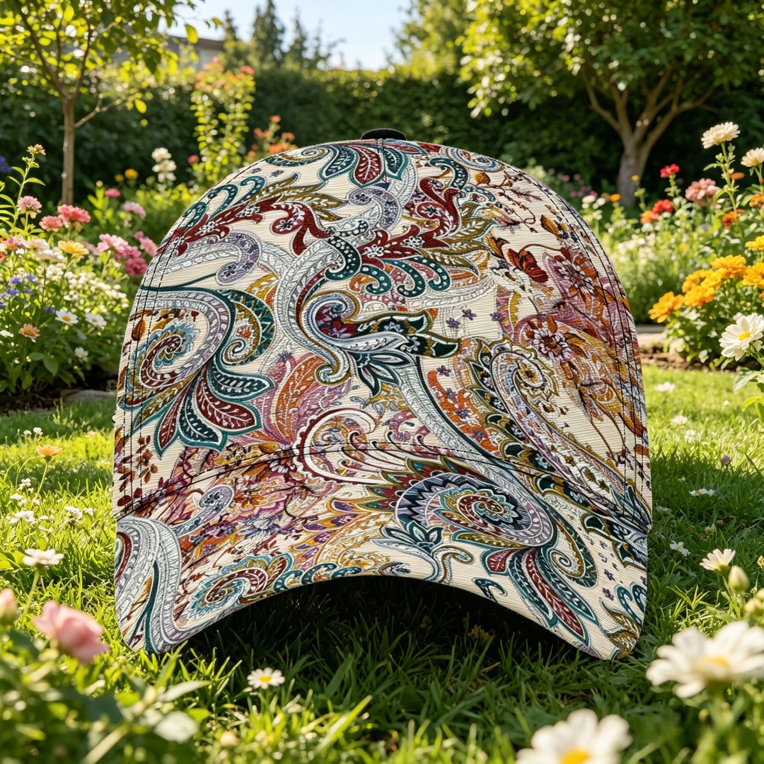 TEMU Paisley Floral Print Baseball , Adjustable Lightweight Breathable Unisex Hat For Outdoor Activities, Trendy Sun Hat, Great Holiday Gift Idea