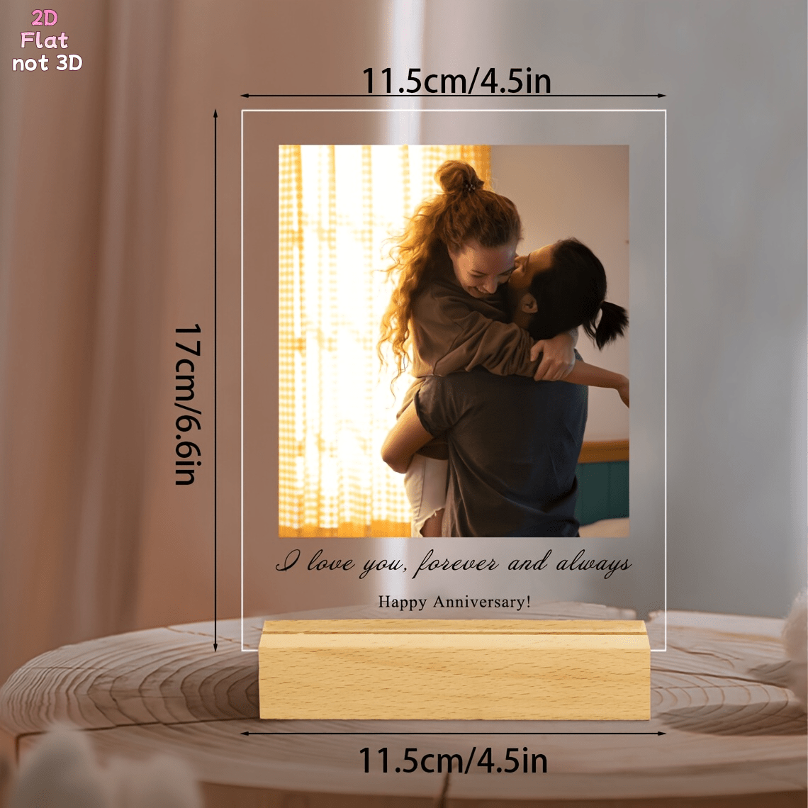 TEMU 2d Flat, 2d Flat Plane, 1pc Personalized 2d Acrylic Standee - Modern Desktop Souvenir, Suitable For Weddings, Anniversaries, And Birthdays -